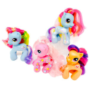 My Little Pony 2009 G3.5 Pinkie Pie Rainbow Dash Scootaloo Brushable Figures Lot